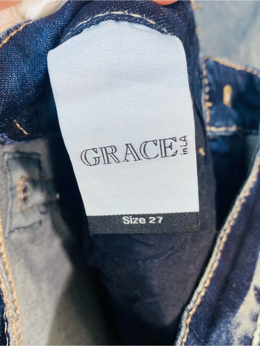 Grace in LA Bootcut Jeans Size 27 Embellished Aztec Pocket Mid Rise - Picture 10 of 10